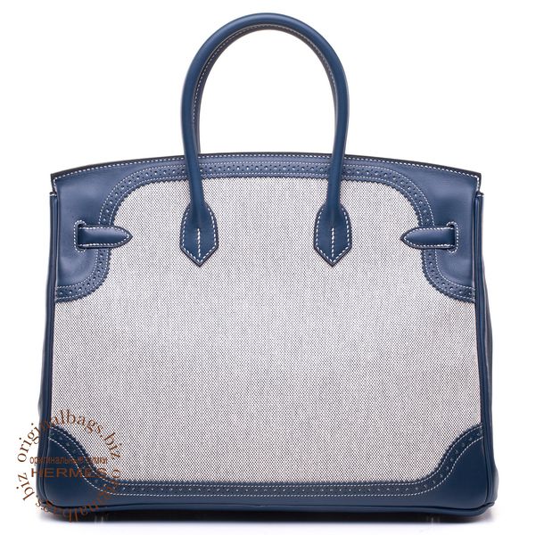 Birkin 35 Ghillies Blue de Prusse Toile H