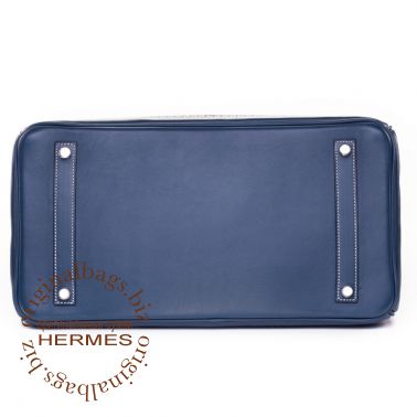 Hermes Birkin 35 Ghillies Blue de Prusse/Toile H