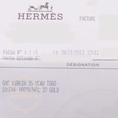 Hermes Birkin 35 Gold